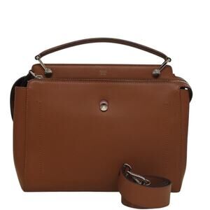 FENDI Dot Com Hand Bag Leather Brown